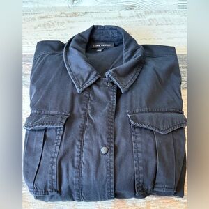 LANE BRYANT Zip front & Snap Cargo Drawstring SHACKET Black Women’s Size 14